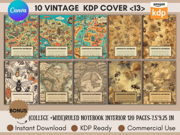 10 Vintage Composition Book Covers Canva