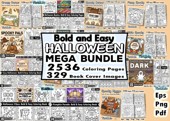 2536 Halloween Mega Coloring Page Bundle: A Spooky Creative Experience for All Ages