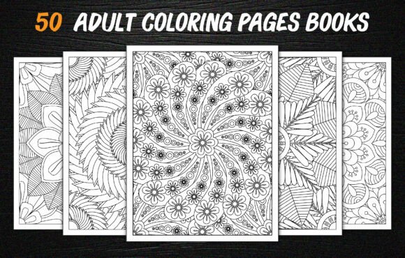 50 Adult Coloring Books Page Bundle