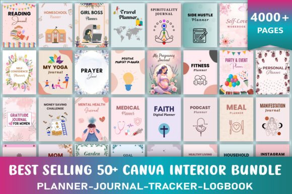 Best Selling 50 Canva Interiors Bundle: A Versatile Design Resource for Home and Office Projects