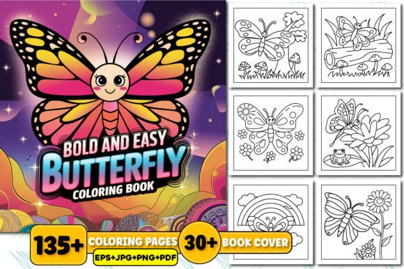 Bold and Easy Butterfly Coloring Book