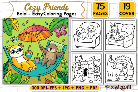 Bold and Easy Cozy Friends Coloring Pages: A Creative Escape for All Ages