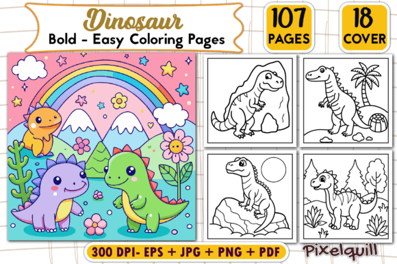 Bold and Easy Dinosaur Coloring Pages