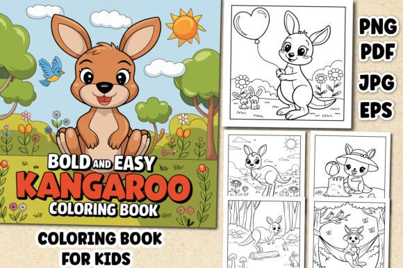 Bold and Easy Kangaroo Coloring Book