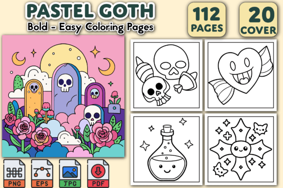Bold and Easy Pastel Goth Coloring Pages for Creative Expression and Publishing Success