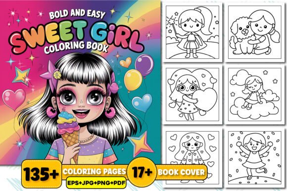 Bold and Easy Sweet Girl Coloring Book
