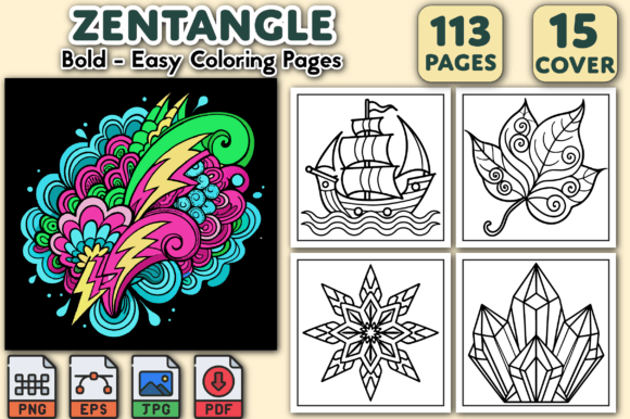 Bold and Easy Zentangle Coloring Pages