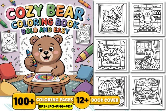 Cozy Bear Coloring Book Bold and Easy