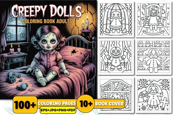 Creepy Dolls Coloring Book for Adults