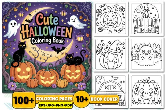 Cute Halloween Coloring Book for Adults