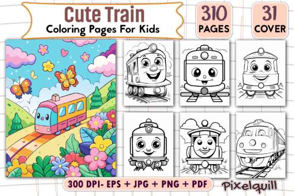 Cute Train Coloring Pages for Kids and Adults: A Creative Escape in Every Line