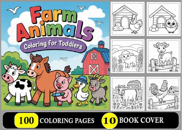 Farm Animals Coloring Book for Kids โ 100 Fun Cute Coloring Pages ๐ฎ๐ท๐ฅ