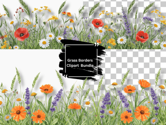 Grass Meadow Borders PNG Canva Link