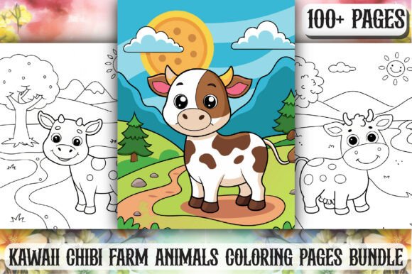 Kawaii Chibi Farm Animals Coloring Pages
