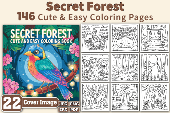 Secret Forest Cute Easy Coloring Pages