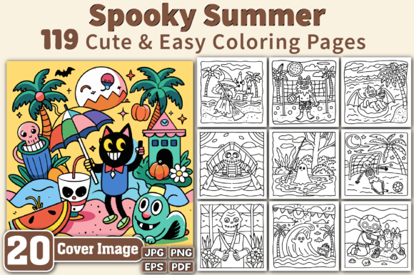 Spooky Summer Cute Easy Coloring Pages for All Ages