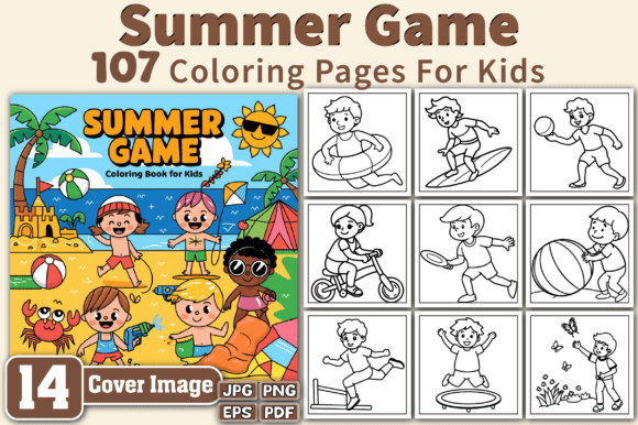 Summer Game Coloring Pages for Kids